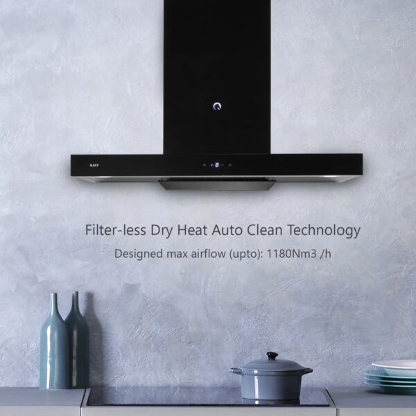 KAFF CHIMNEY ELECTRA DHC 90 ( BLACK ) FILTERLESS DRY HEAT AUTO CLEAN