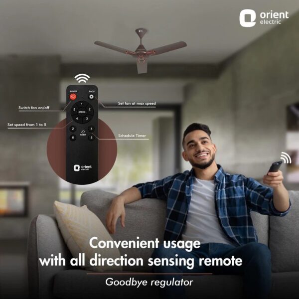 ORIENT 48" JAZZ BLDC REMOTE CONTROL CEILING FAN ( SMOKE BROWN )