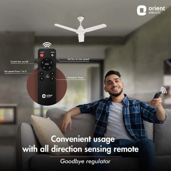 ORIENT 48" JAZZ BLDC REMOTE CONTROL CEILING FAN ( ORBES WHITE)