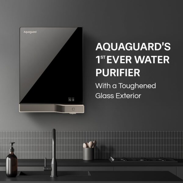 AQUAGUARD SLIM GLASS UV STORAGE WATER PURIFIER, INPUT OUTPUT TDS INDICATOR