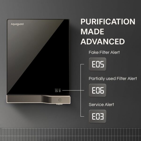 AQUAGUARD SLIM GLASS UV STORAGE WATER PURIFIER, INPUT OUTPUT TDS INDICATOR