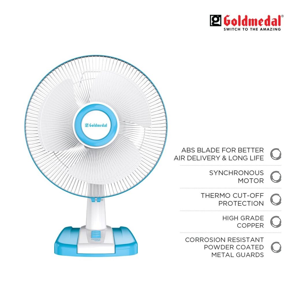 GOLDMEDAL 16″ NORA TABLE HS FAN (White Sea Blue)