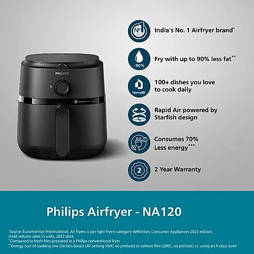 PHILIPS NA120 4.2L AIRFRYER WITH RAPID AIR TECHNOLOGY