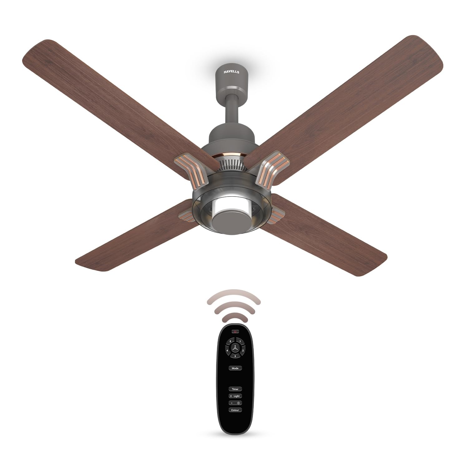 HAVELLS 52" FLORETTE U/L BLDC+ CEILING FAN (Smoke Brown Wood)