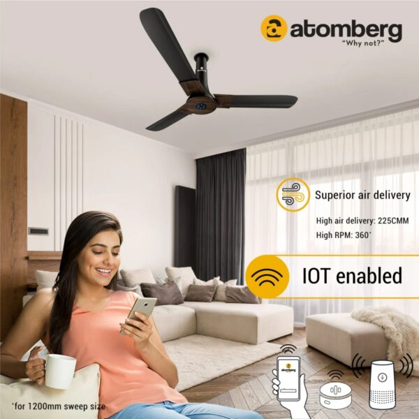 ATOMBERG 48" STUDIO SMART+ REMOTE CONTROL BLDC CEILING FAN (Earth Brown)