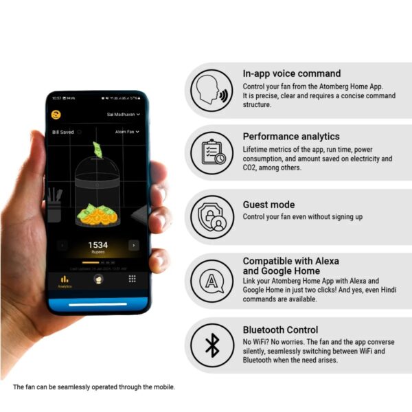 ATOMBERG 48" STUDIO SMART+ REMOTE CONTROL BLDC CEILING FAN (Earth Brown)