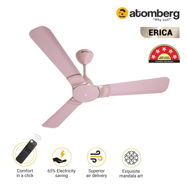 ATOMBER 48" ERICA REMOTE CONTROL CEILING FAN (Lotus Pink)