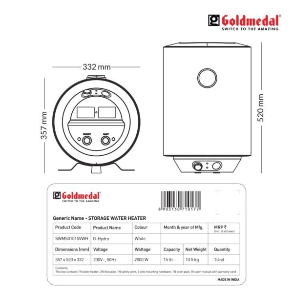 GOLDMEDAL G-HYDRO DIGI 15L STORAGE WATER HEATER