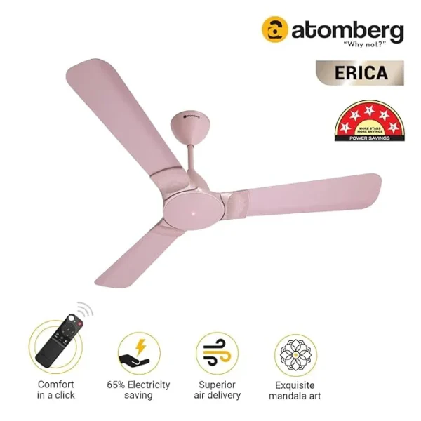 Atomber 48″ Erica Remote Control Ceiling Fan (Lotus Pink)