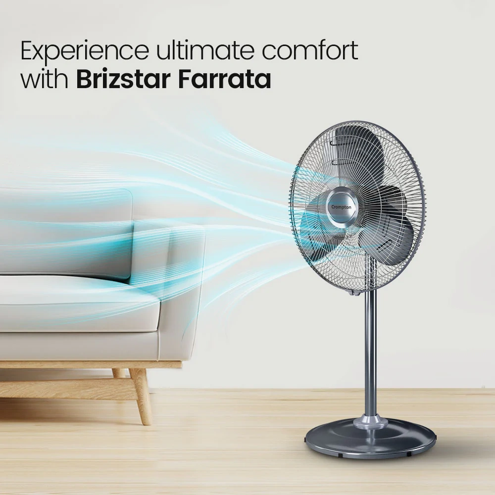 Crompton 20″ Briz Star Pedestal Fan (Dark Grey)